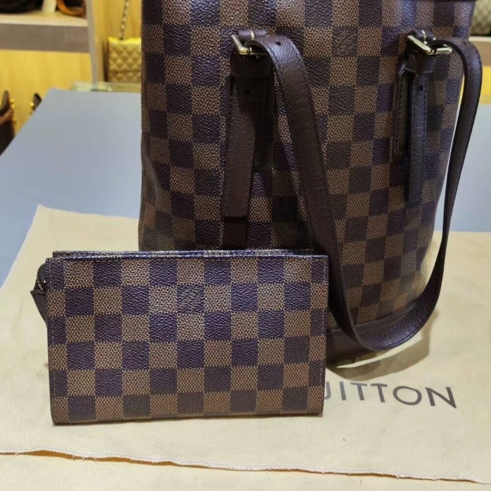 N16 Slightly Used Louis Vuitton Brown Chekerboard Bag with Pouch Small